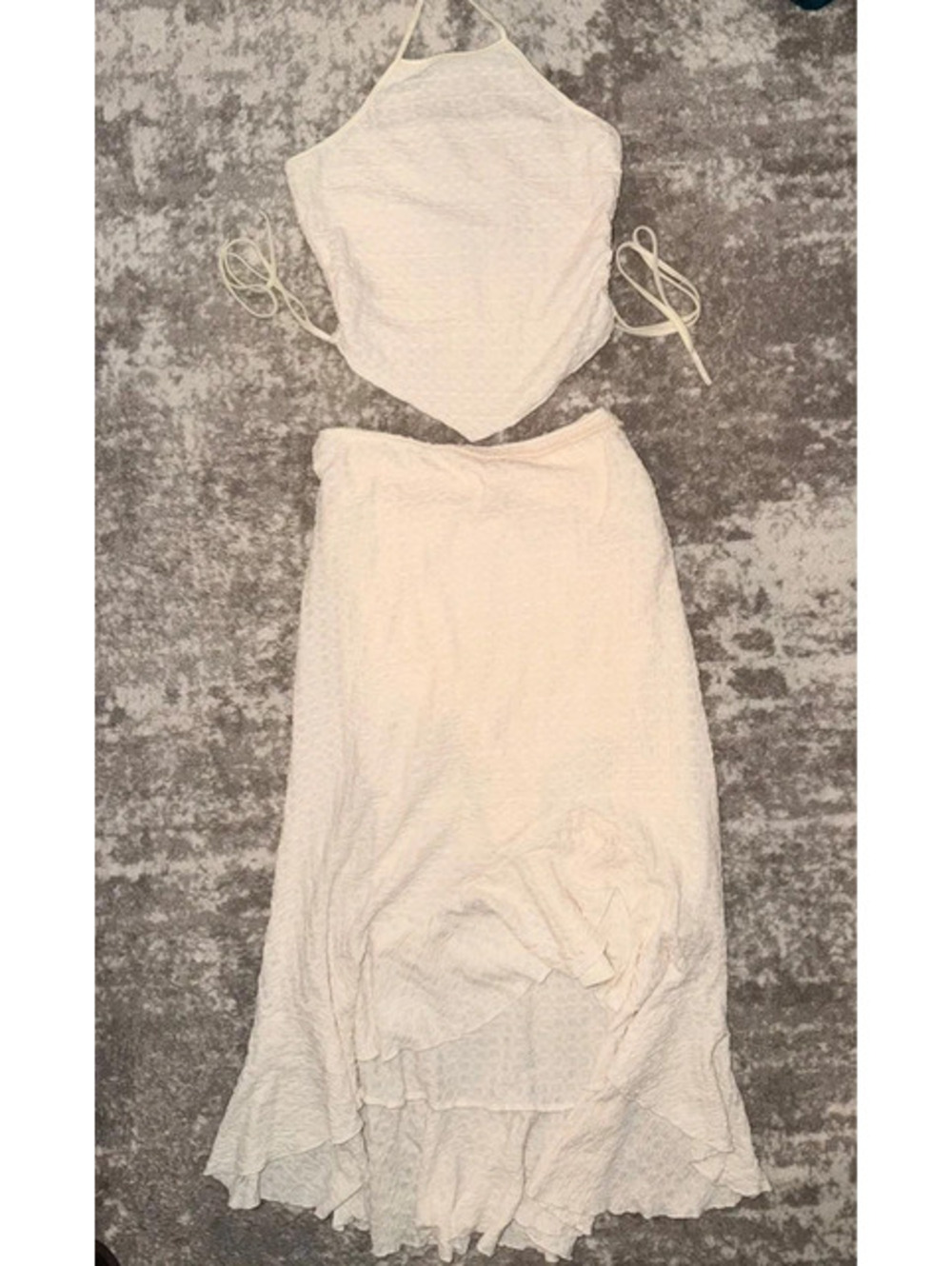 Cream two piece skirt set L